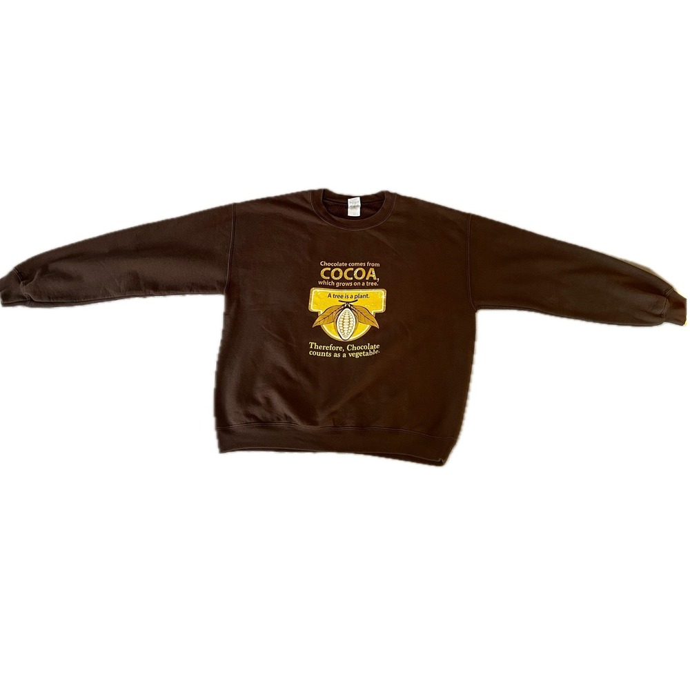 Vintage Gildan Heavy Blend Sweatshirt Chocolate is a Vegetable Graphic Size L